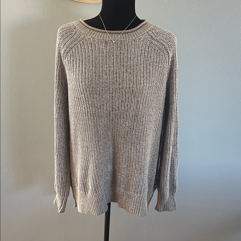 Ellen Tracy Oatmeal Marl Knit Sweater Medium | Neutral Pullover Cozy Fall